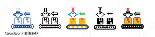 Packaging Line Icon Multi Style Illustration
