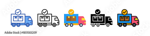 Delivery Truck Icon Multi Style Illustration