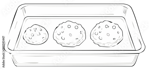 Illustration of Cookies on a Baking Tray Illustrating Baking Progress and Culinary Art