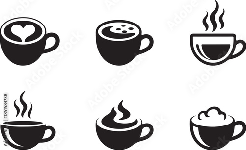 Hot chocolate silhouette christmas vector icon set