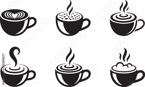 Hot chocolate silhouette christmas vector icon set