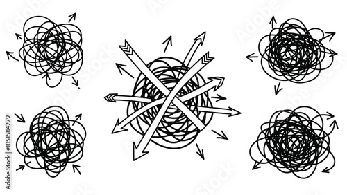 Entangled lines and arrows a visual representation of complexity and direction