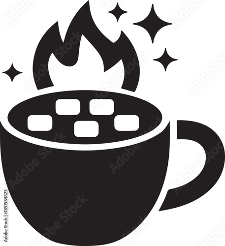 Hot cocoa with marshmallows vector icon silhouette