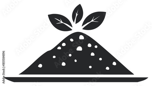 Fertile Soil Mound with Growing Leaves Symbolizing Growth and Nature