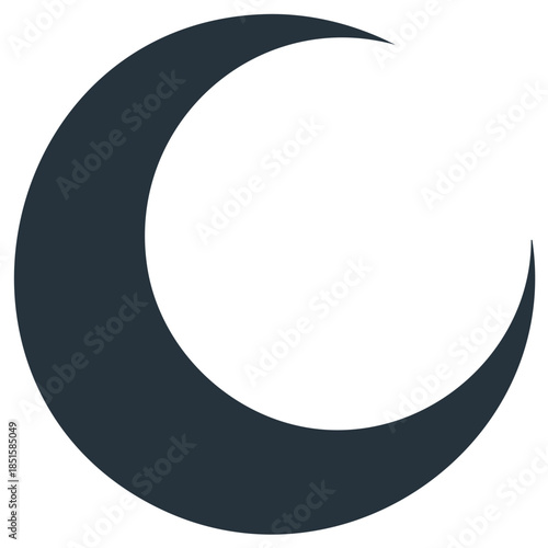 Simple dark crescent moon silhouette a celestial astronomy icon for night sky concepts