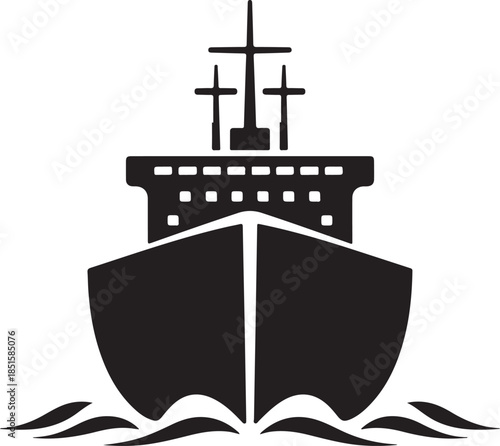 Iceboat solid icon, World snow day concept, ice breaker ship sign. Vector black silhouette. with white background