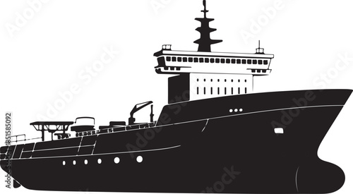 Iceboat solid icon, World snow day concept, ice breaker ship sign. Vector black silhouette. with white background