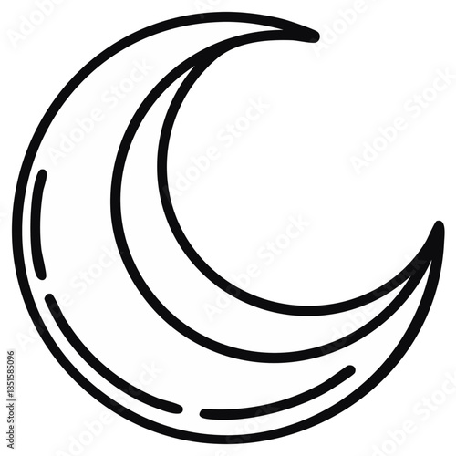 Crescent Moon Line Art: Celestial Graphic, Moonlight Symbol, Lunar Phase