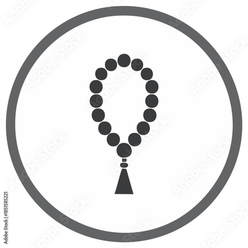 Islamic prayer beads icon with tassel, a symbol of devotion and spiritual practice