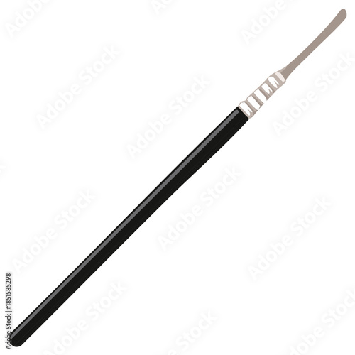 Dental spatula instrument with a black handle for mixing materials vector illustration
