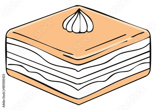 Delicious layer cake vector illustration a tempting sweet treat with creamy filling and toppings