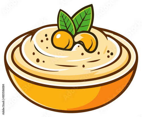 Delicious Hummus Dip with Cashew and Mint Leaves in a Bowl