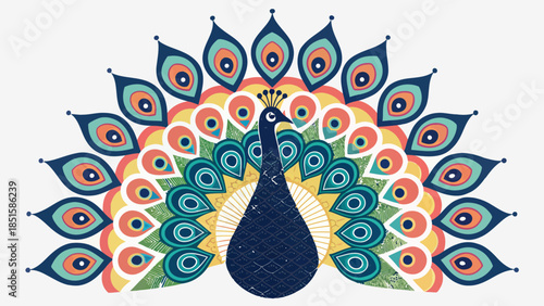 Vibrant peacock displaying colorful feathers proudly