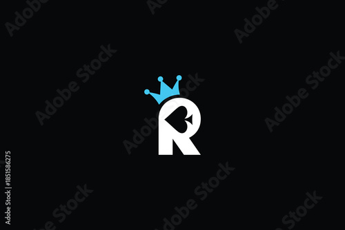 Minimal Trendy Letter R Casino Logo on Black Background