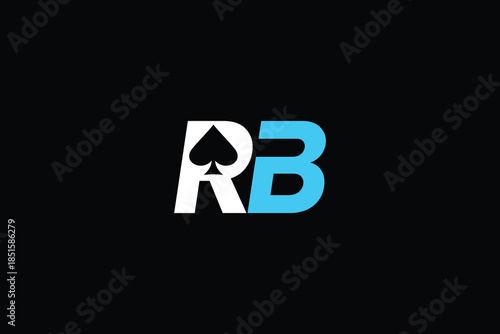 Minimal Trendy Letter R B Casino Logo on Black Background