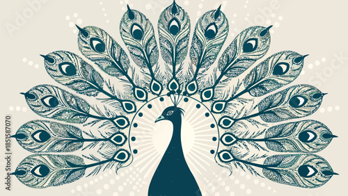 Majestic peacock displaying vibrant feathers in elegant pose