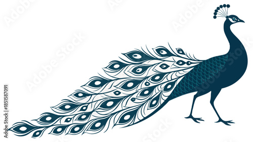 Majestic peacock with vibrant feathers in elegant display