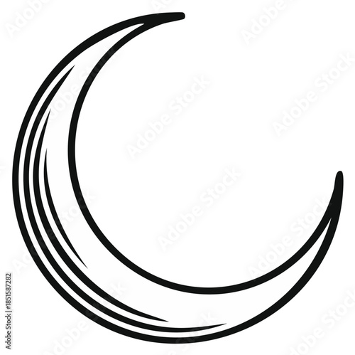 Simple Crescent Moon Icon Hand Drawn Outline Art