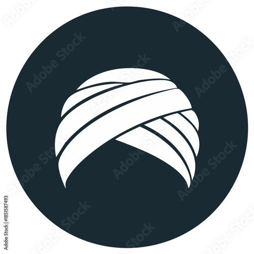 Iconic White Headdress Wrapped Circular Graphic Representing Culture Tradition