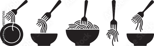 Set of spaghetti plate icon vector illustration isolated on white background