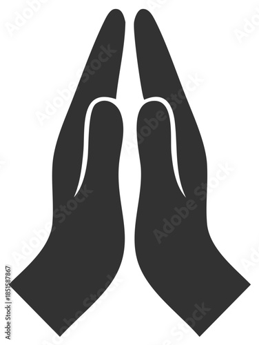 Vector icon of praying hands showing gratitude faith and respect in a minimalist style