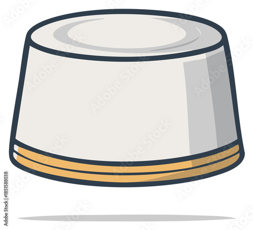 Simple white traditional religious hat with a gold band cartoon style