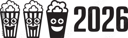 Silly popcorn laughing 2026 silhouette funny vector illustration