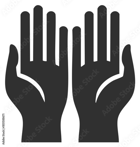 Praying Hands Raised Upwards in Supplication, Human Hands Gesture Symbol