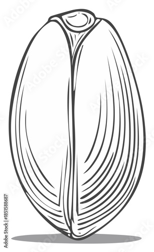 Black and white illustration of a seed pod