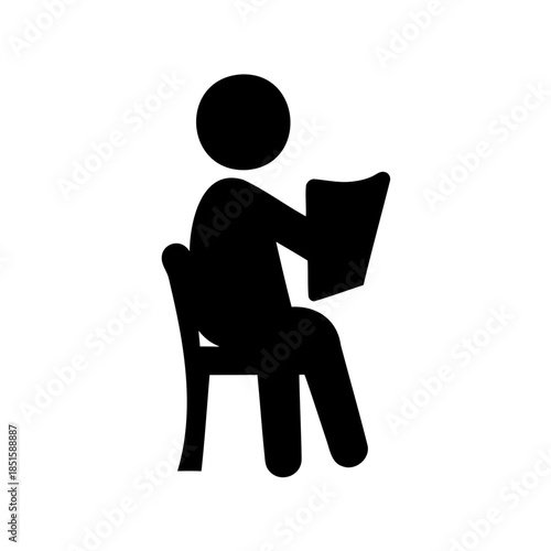Person Reading a Book While Sitting in a Chair Silhouette Illustration