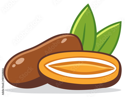 Delicious Dates illustration with Leaves, Fruit and Health food isolated on white for recipe or other creative designs