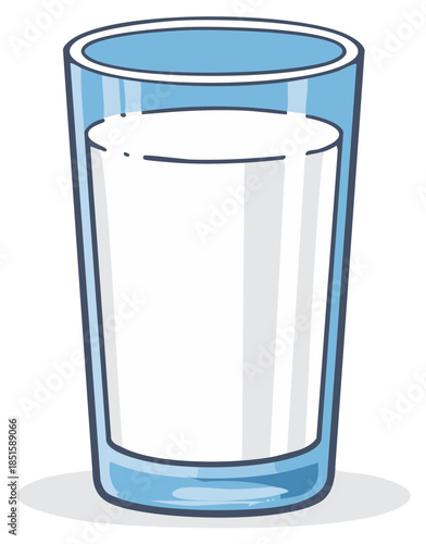 Cartoon Glass of Fresh Healthy Milk Beverage Illustration