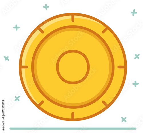 Shiny gold coin vector icon representing wealth finance currency and gaming rewards