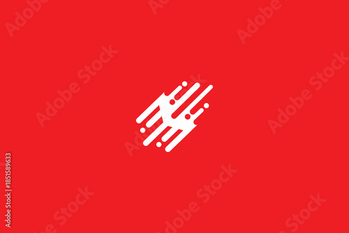 Sleek Minimal Speed Fast Motion Logo Design on Red Background