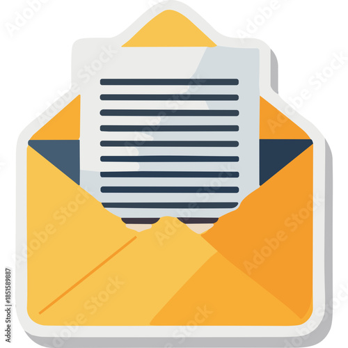 Open Envelope with Letter Icon: Communication and Mail Symbol