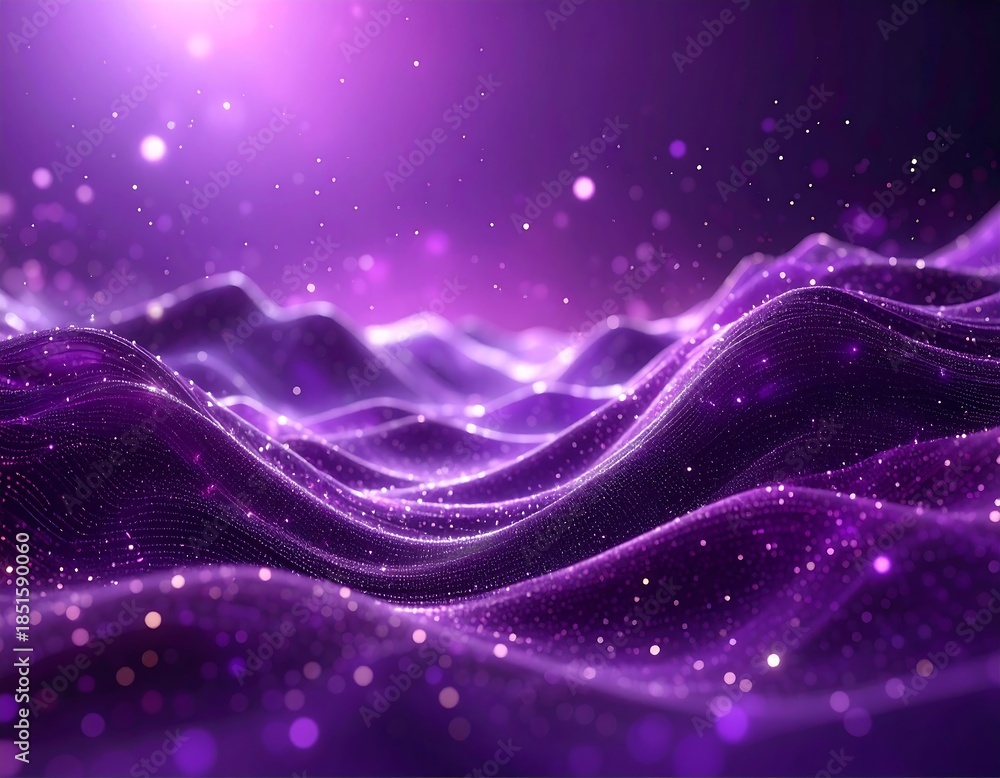Fototapeta premium Digital rendering of a shimmering purple wave pattern with sparkling lights