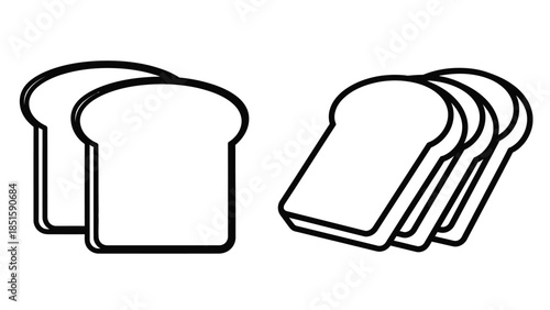 Two slices of bread on the left and four slices on the right.