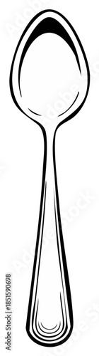 Simple elegant outline drawing of a kitchen utensil spoon for eating and serving food