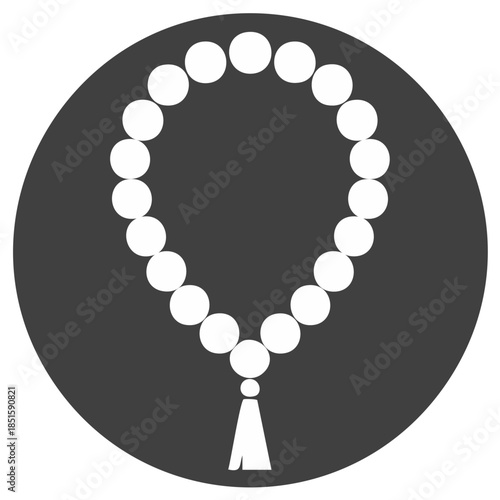 Minimalist Rosary Prayer Beads Graphic Icon, Religious Symbol