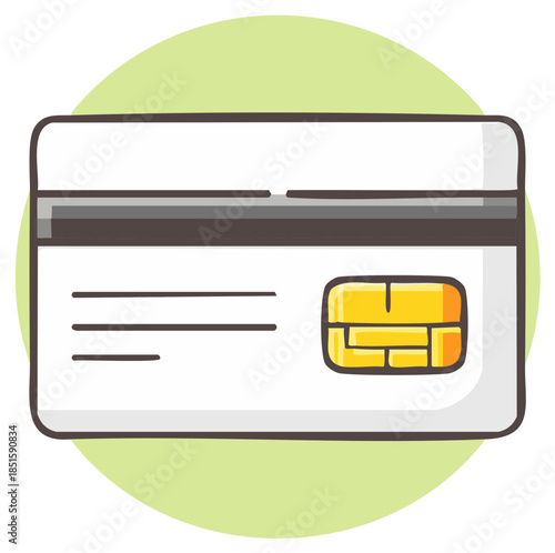Modern payment card illustration with EMV chip and magnetic stripe for secure digital transactions