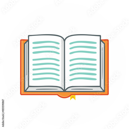 Open Orange Book with Lined Pages and Yellow Bookmark