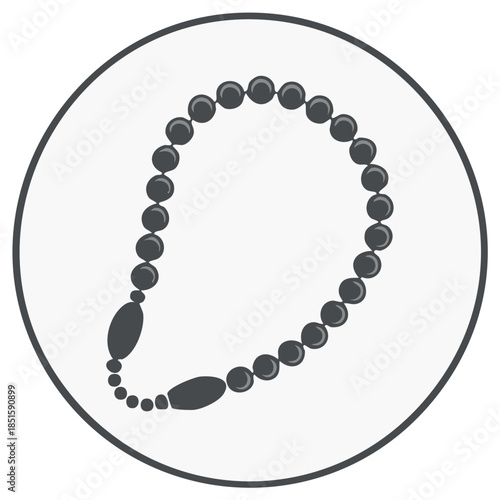 Tasbih prayer beads icon, a minimalist vector symbol of Islamic faith and spirituality