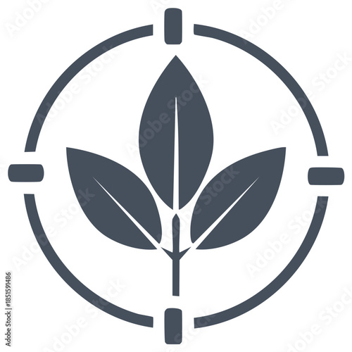 Circular Target with Three Green Leaves Inside Silhouette Icon Symbol