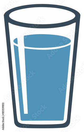 Simple illustration of a glass filled with blue liquid