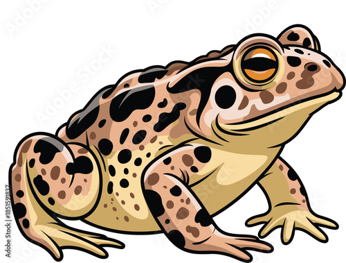 Detailed spotted toad vector illustration isolated on white background for nature design projects