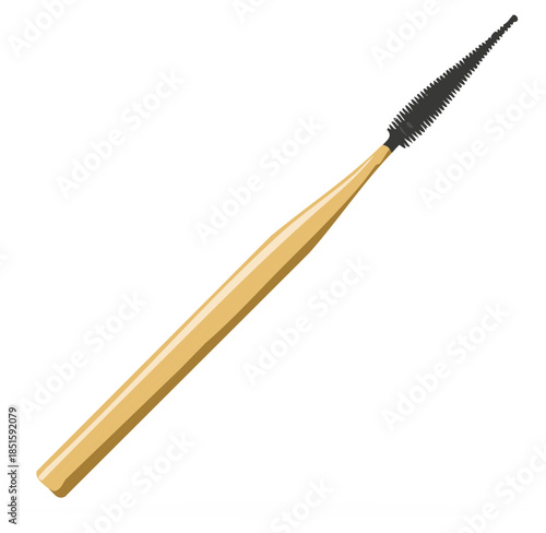 Elegant Mascara Wand with Wooden Handle for Beauty and Cosmetics