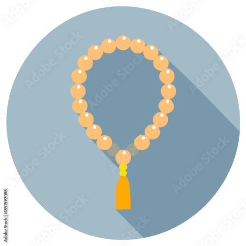 Prayer Beads Meditation Icon Flat Design Vector Illustration with Long Shadow