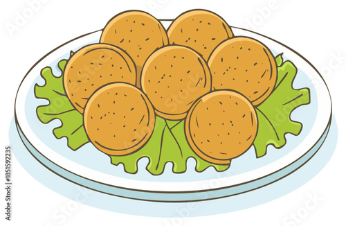 Falafel balls on a plate of lettuce garnish, falafel balls meal in a plate
