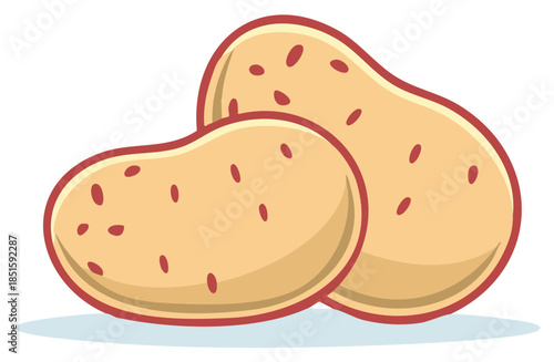Cartoon potatoes illustration. Isolated on white background, food vegetables.