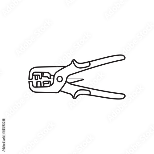 Stripping tool linear icon. Thin line illustration. Wire stripper. Contour symbol. Raster isolated outline drawing
